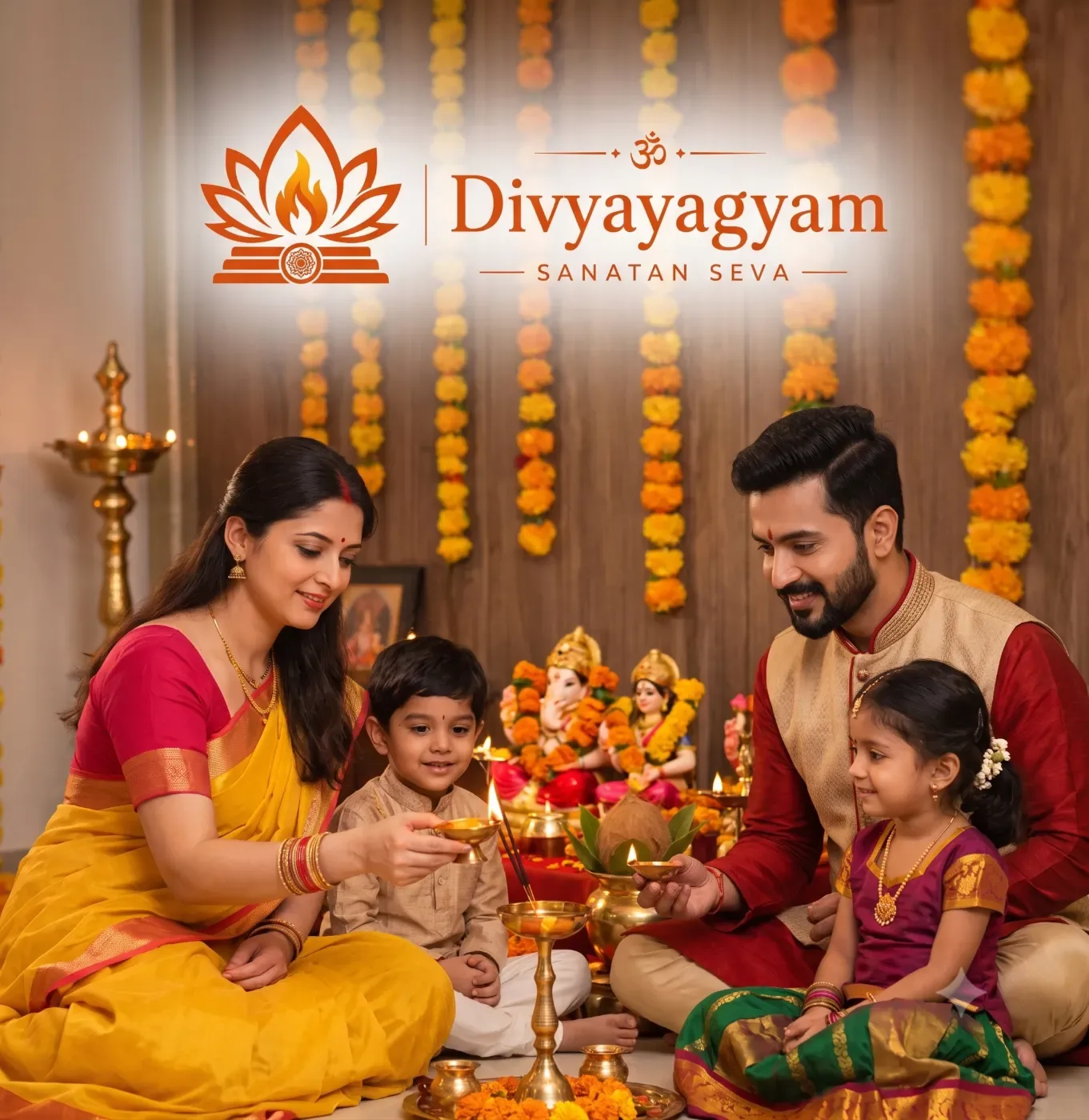 संपूर्ण परिवार नाम व गोत्र संकल्प (4 सदस्य)